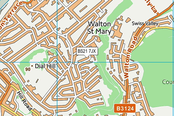BS21 7JX map - OS VectorMap District (Ordnance Survey)