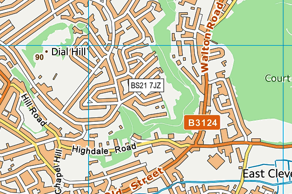 BS21 7JZ map - OS VectorMap District (Ordnance Survey)