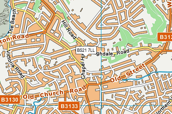 Clevedon Bowling Club map (BS21 7LL) - OS VectorMap District (Ordnance Survey)