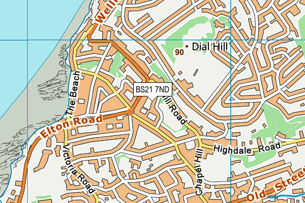 BS21 7ND map - OS VectorMap District (Ordnance Survey)