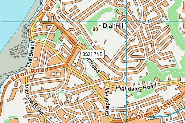 BS21 7NE map - OS VectorMap District (Ordnance Survey)