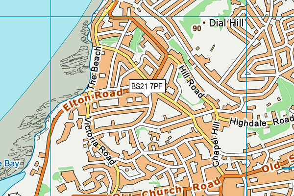 BS21 7PF map - OS VectorMap District (Ordnance Survey)