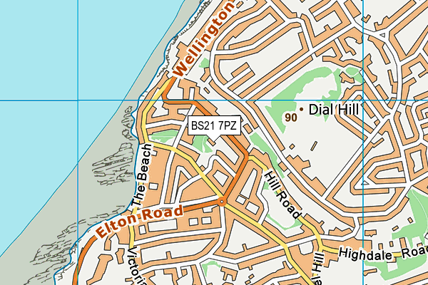 BS21 7PZ map - OS VectorMap District (Ordnance Survey)