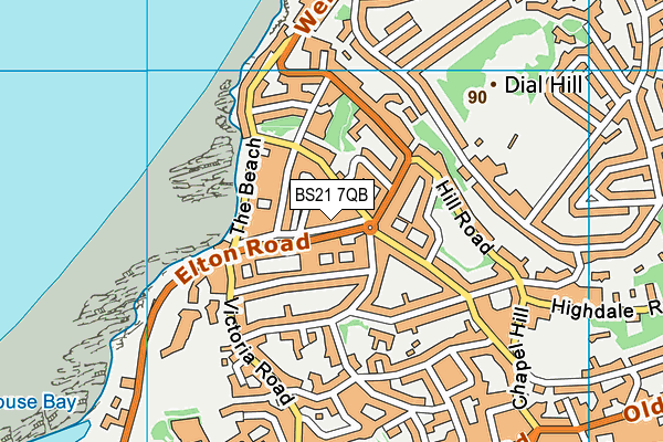 BS21 7QB map - OS VectorMap District (Ordnance Survey)