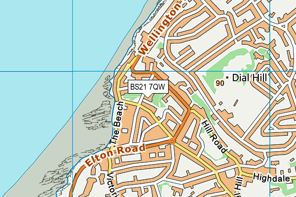 BS21 7QW map - OS VectorMap District (Ordnance Survey)