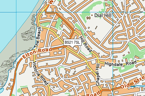 BS21 7SL map - OS VectorMap District (Ordnance Survey)