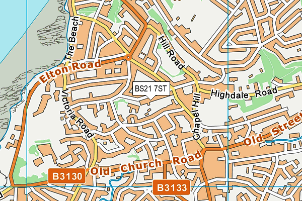BS21 7ST map - OS VectorMap District (Ordnance Survey)