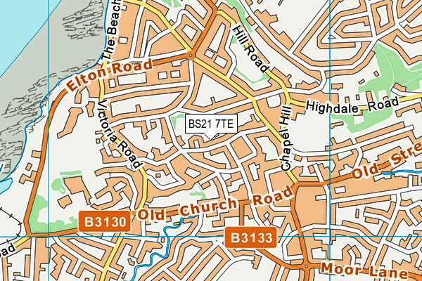 BS21 7TE map - OS VectorMap District (Ordnance Survey)