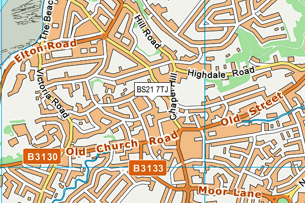 BS21 7TJ map - OS VectorMap District (Ordnance Survey)