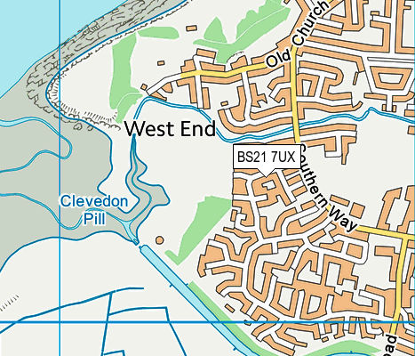 BS21 7UX map - OS VectorMap District (Ordnance Survey)