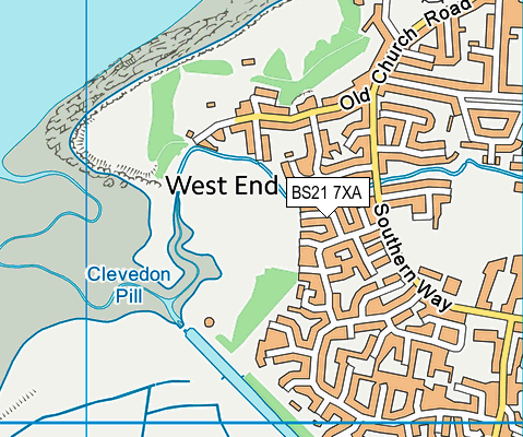 BS21 7XA map - OS VectorMap District (Ordnance Survey)