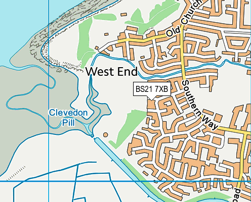 BS21 7XB map - OS VectorMap District (Ordnance Survey)