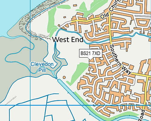 BS21 7XD map - OS VectorMap District (Ordnance Survey)