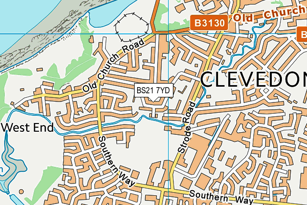 BS21 7YD map - OS VectorMap District (Ordnance Survey)