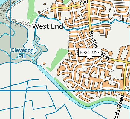 BS21 7YG map - OS VectorMap District (Ordnance Survey)