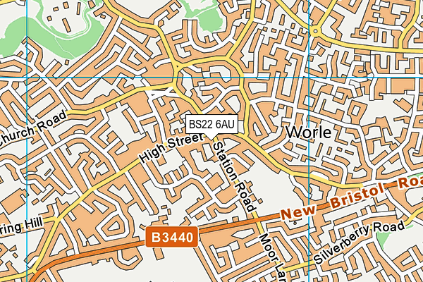 BS22 6AU map - OS VectorMap District (Ordnance Survey)