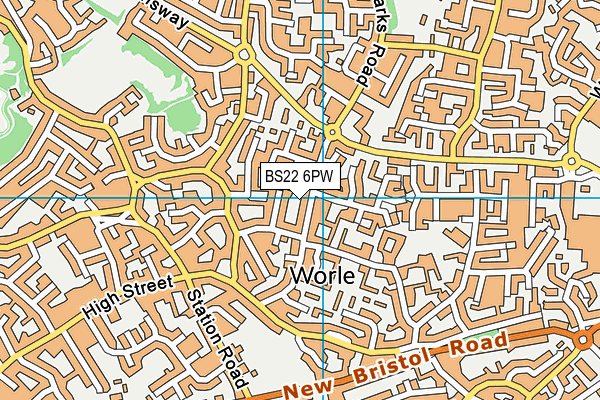 BS22 6PW map - OS VectorMap District (Ordnance Survey)