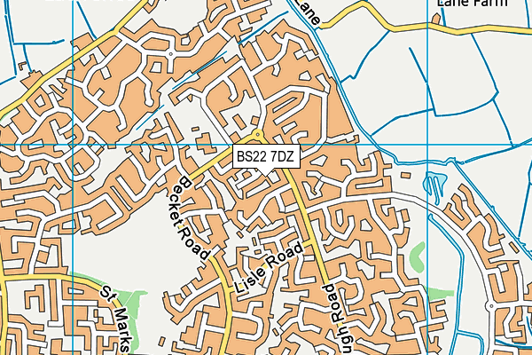 BS22 7DZ map - OS VectorMap District (Ordnance Survey)
