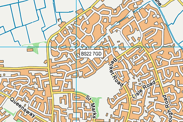 BS22 7GD map - OS VectorMap District (Ordnance Survey)
