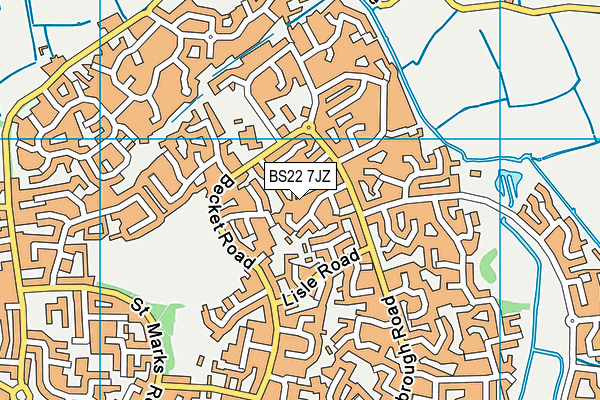 BS22 7JZ map - OS VectorMap District (Ordnance Survey)