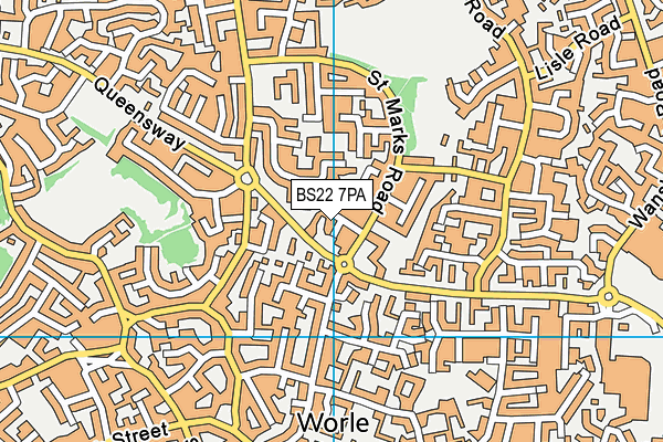 BS22 7PA map - OS VectorMap District (Ordnance Survey)