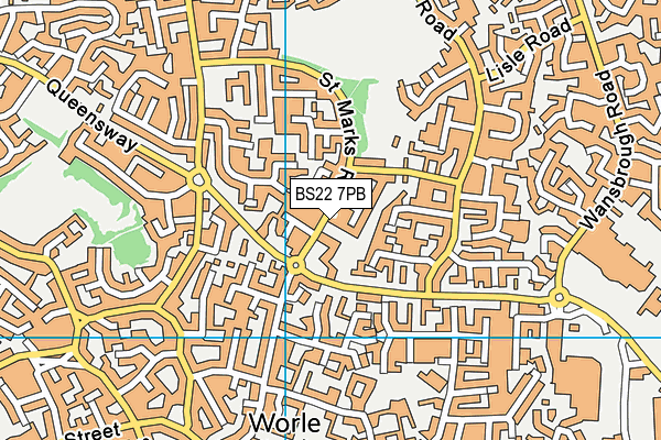 BS22 7PB map - OS VectorMap District (Ordnance Survey)