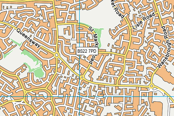 BS22 7PD map - OS VectorMap District (Ordnance Survey)