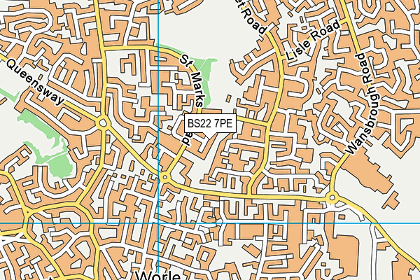 BS22 7PE map - OS VectorMap District (Ordnance Survey)