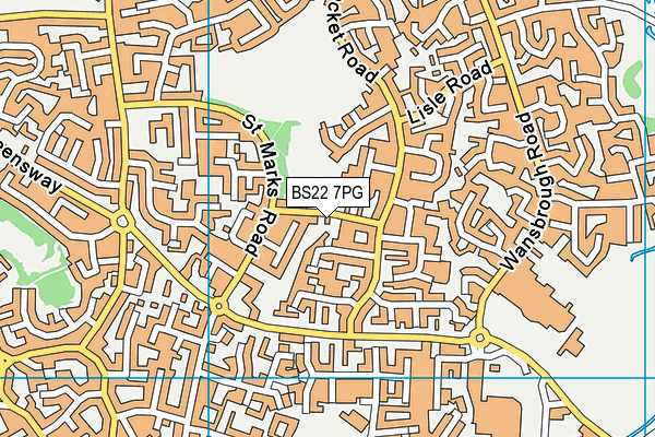 BS22 7PG map - OS VectorMap District (Ordnance Survey)