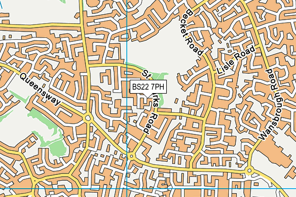 BS22 7PH map - OS VectorMap District (Ordnance Survey)