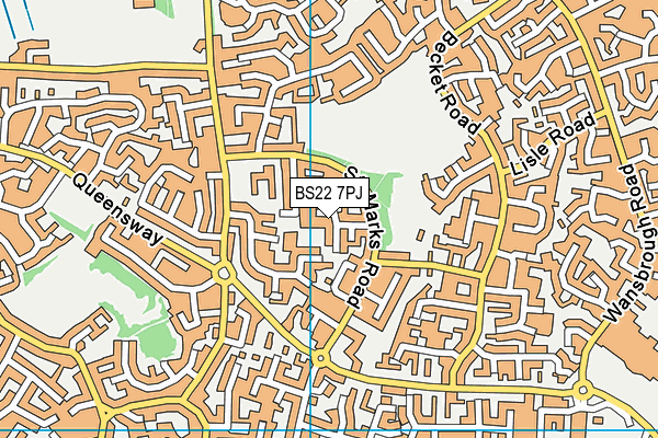 BS22 7PJ map - OS VectorMap District (Ordnance Survey)