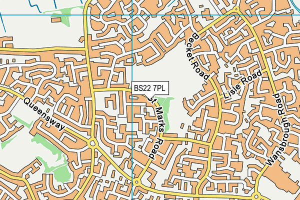 BS22 7PL map - OS VectorMap District (Ordnance Survey)