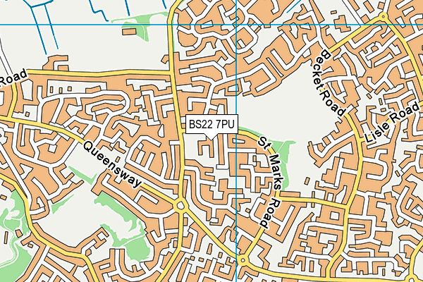 BS22 7PU map - OS VectorMap District (Ordnance Survey)