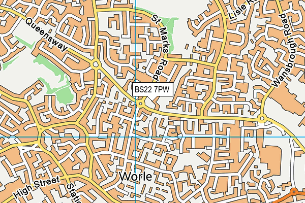 BS22 7PW map - OS VectorMap District (Ordnance Survey)