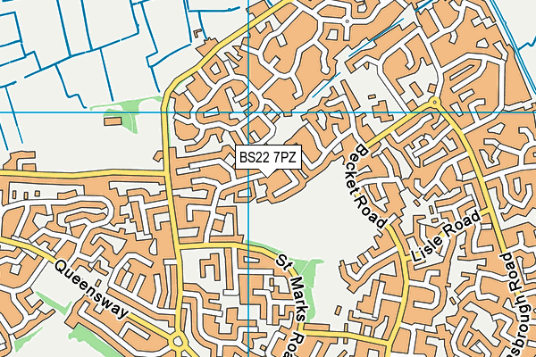 BS22 7PZ map - OS VectorMap District (Ordnance Survey)