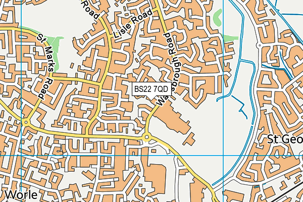 BS22 7QD map - OS VectorMap District (Ordnance Survey)