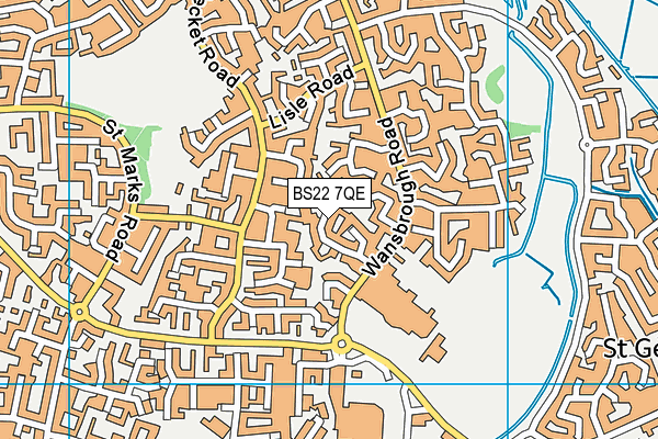 BS22 7QE map - OS VectorMap District (Ordnance Survey)