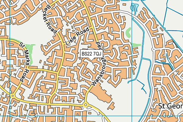 BS22 7QJ map - OS VectorMap District (Ordnance Survey)