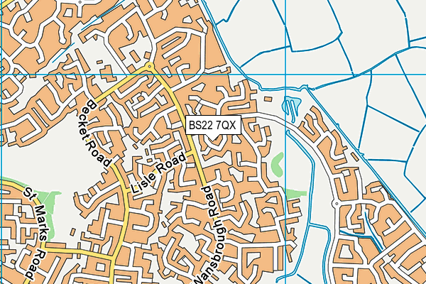 BS22 7QX map - OS VectorMap District (Ordnance Survey)