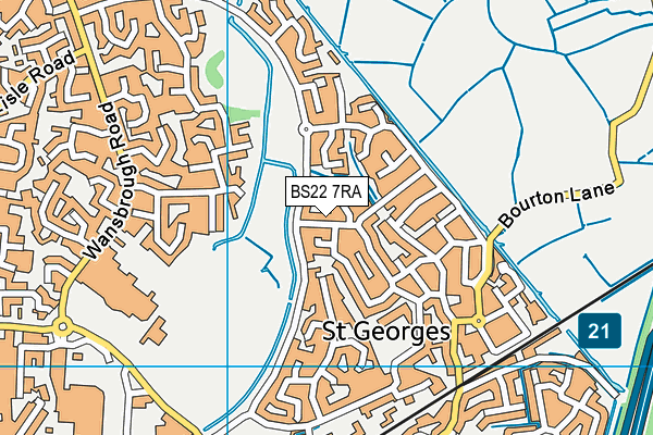 BS22 7RA map - OS VectorMap District (Ordnance Survey)