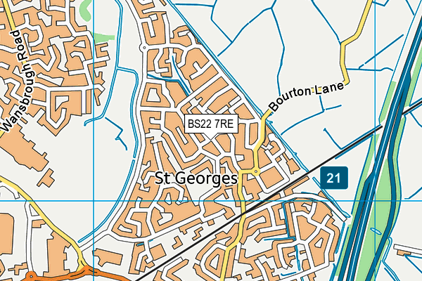 BS22 7RE map - OS VectorMap District (Ordnance Survey)