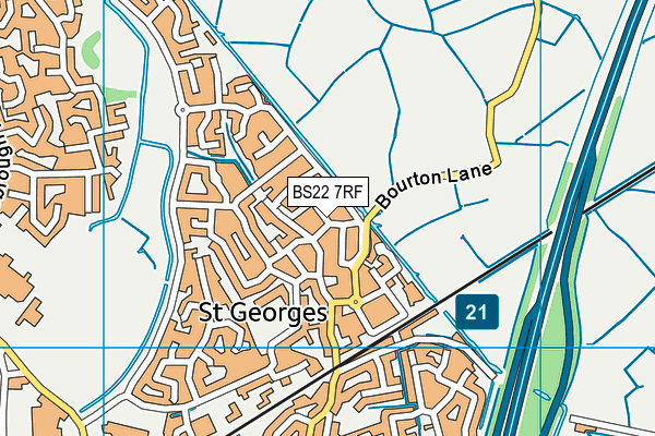 BS22 7RF map - OS VectorMap District (Ordnance Survey)