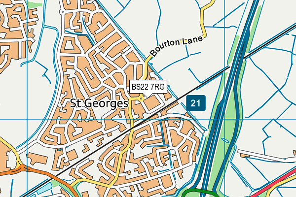 BS22 7RG map - OS VectorMap District (Ordnance Survey)
