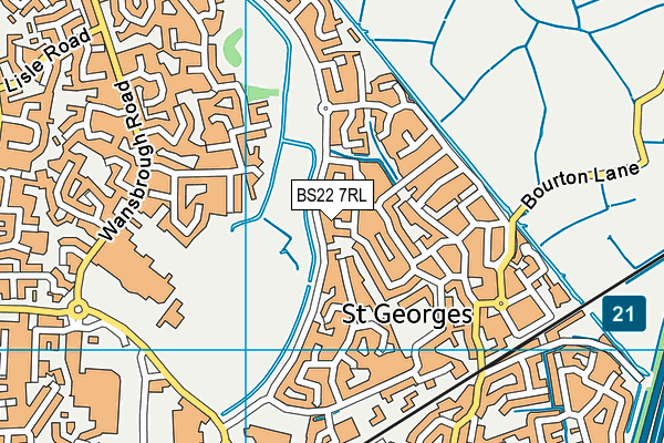 BS22 7RL map - OS VectorMap District (Ordnance Survey)