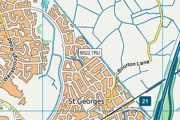 BS22 7RU map - OS VectorMap District (Ordnance Survey)