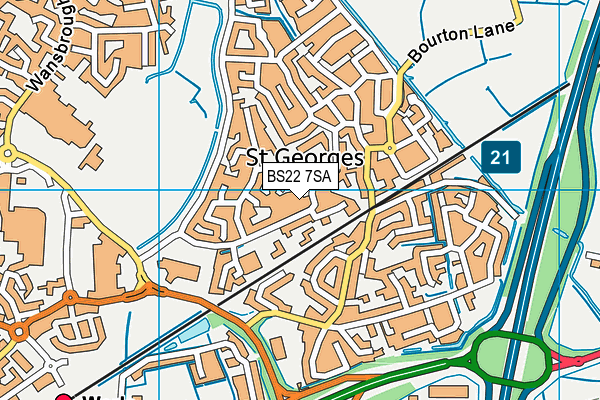 St Georges Church School map (BS22 7SA) - OS VectorMap District (Ordnance Survey)