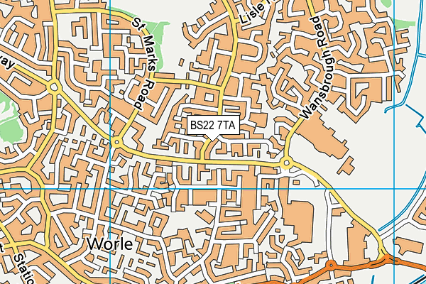 BS22 7TA map - OS VectorMap District (Ordnance Survey)