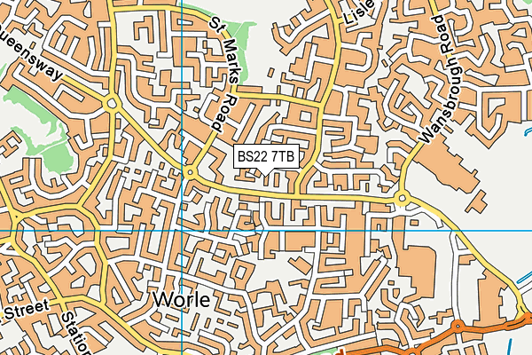 BS22 7TB map - OS VectorMap District (Ordnance Survey)
