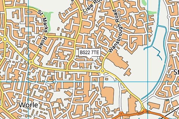 BS22 7TE map - OS VectorMap District (Ordnance Survey)