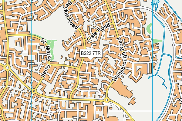 BS22 7TR map - OS VectorMap District (Ordnance Survey)